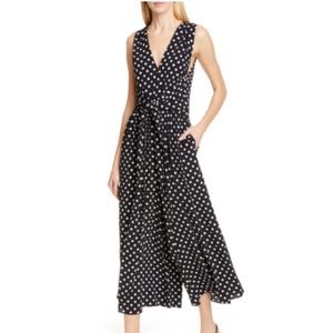 Kate Spade Black and White Lia Polka Dot Sleeveless V-Neck Wide Pant Jumpsuit 4